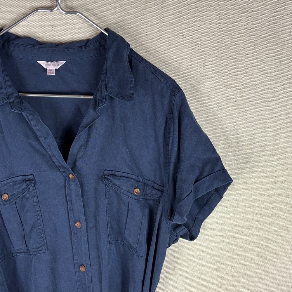 Teddi Rose > Navy Button-Up Tencel Shirt Dress XXL - Picture 4 of 8